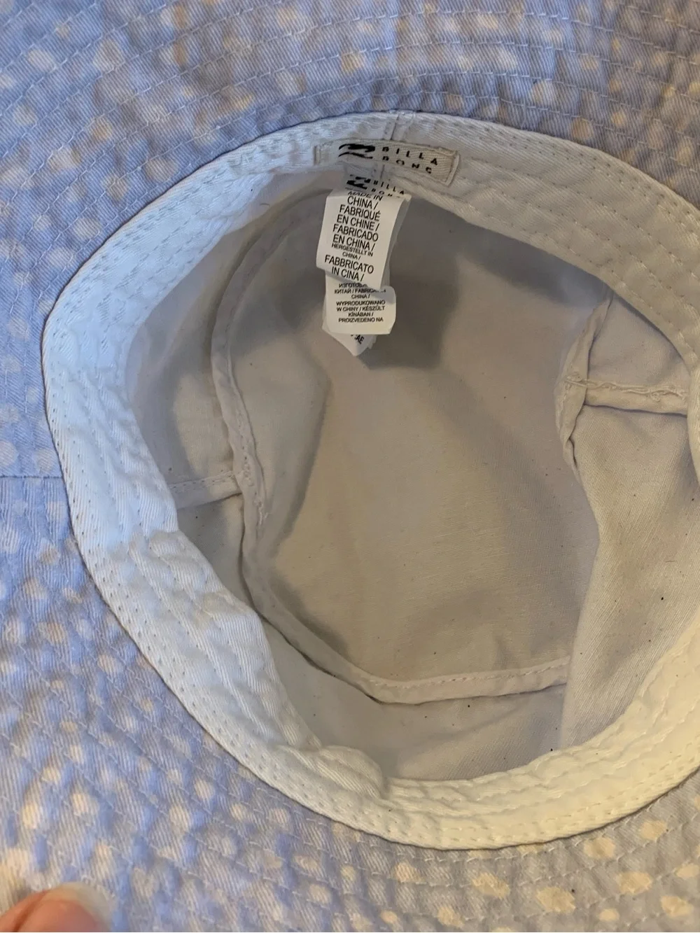 100% Cotton Billabong Lavender and White Polka Dot Bucket Hat